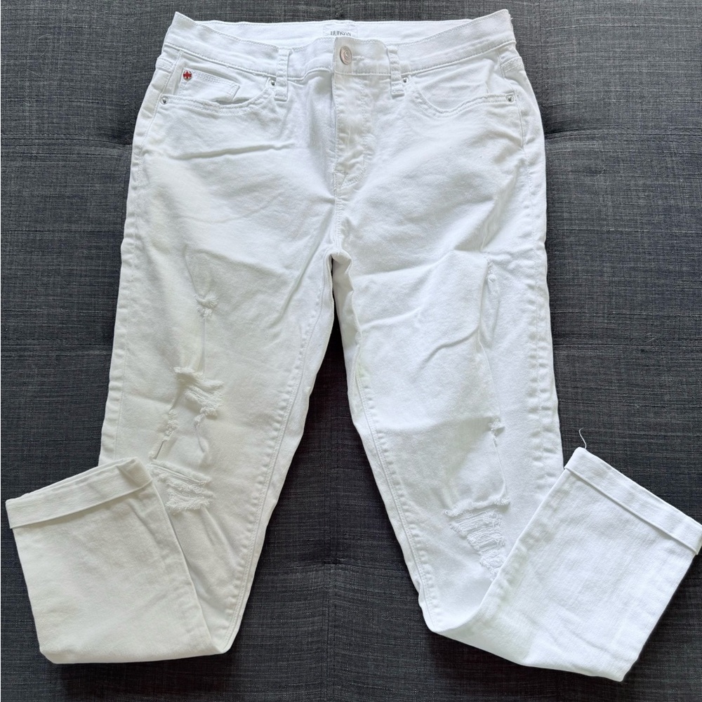 Hudson Jeans White Cropped Ankle Denim